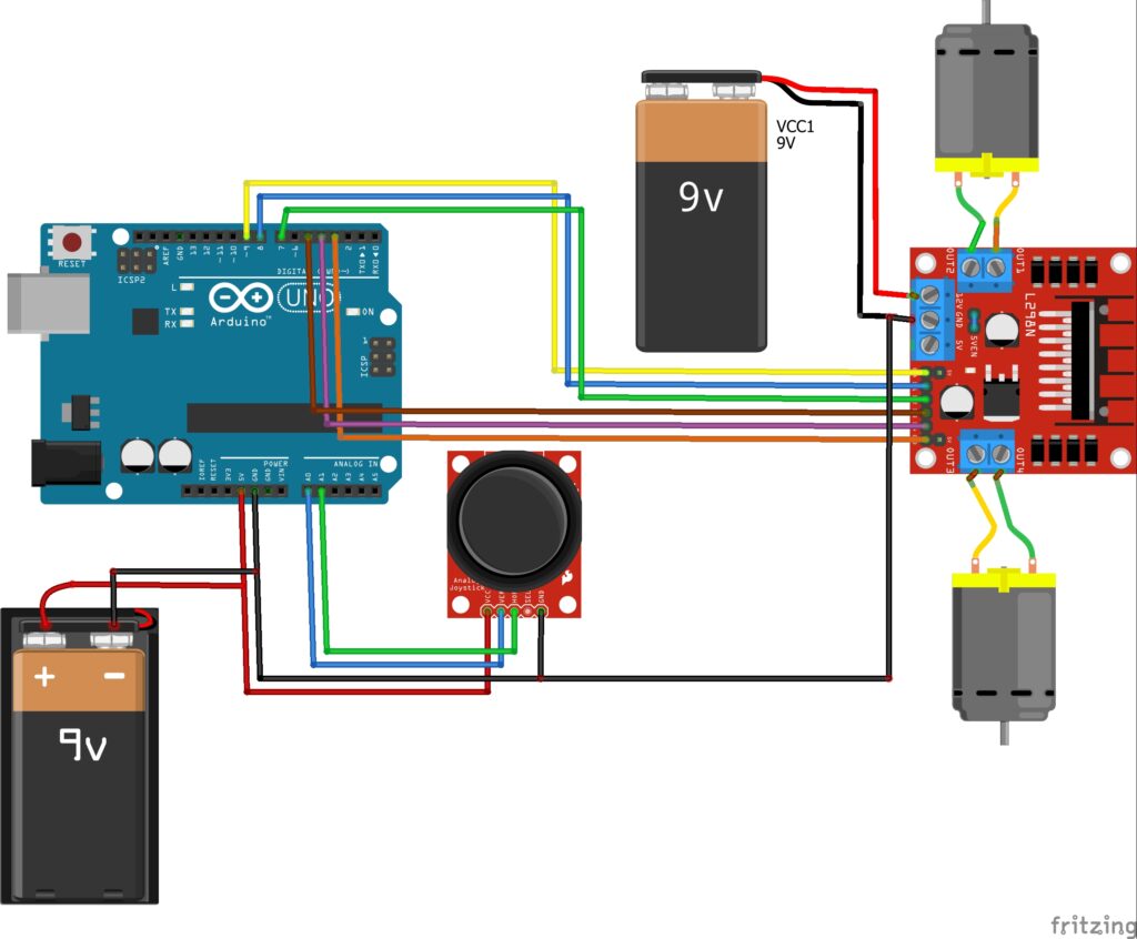 How to control DC motors with Joystick through an L298N motor drive and ...